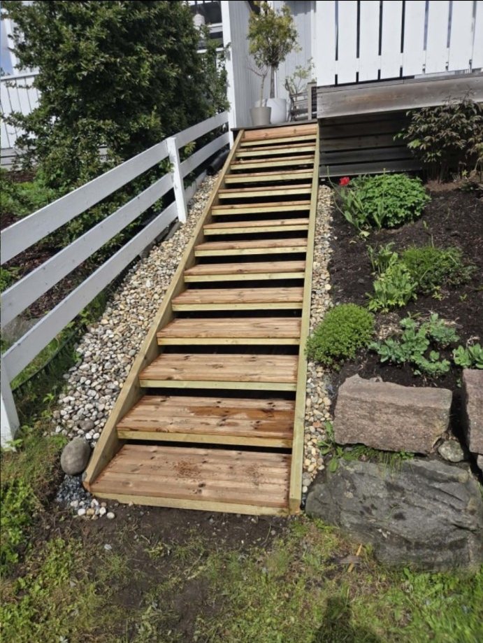 Outdoor timber staircase